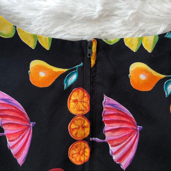 JESSICA HOWARD • Vintage Black Dress Neon Funky Fruit and Cocktail Pattern - Picture 10 of 14